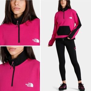 The North Face TNF Tech Quarter Zip Fuchsia Black Pull Over Running Hiking